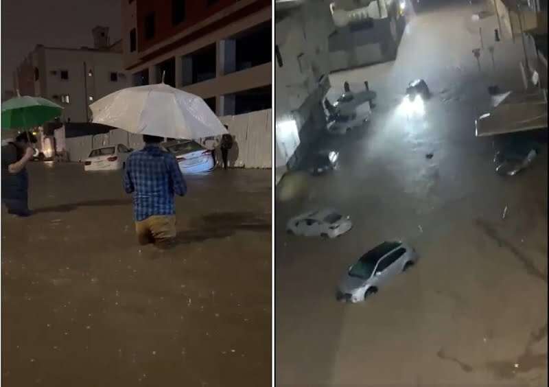 شاهد: لحظات مرعبة لغرق شوارع في مدينة جدة السعودية وتراكم... مساحة نت | شاهد: لحظات مرعبة لغرق شوارع في مدينة جدة السعودية وتراكم السيارات فوق بعضها جراء الأمطار الغزيرة (فيديو)