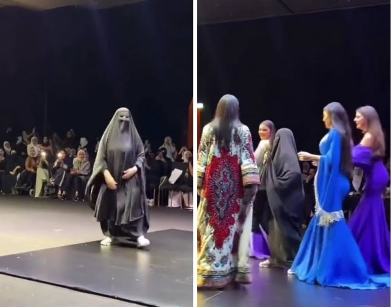 شاهد: سيدة منتقبة تظهر في عرض أزياء وتثير جدلا على مواقع... مساحة نت | شاهد: سيدة منتقبة تظهر في عرض أزياء وتثير جدلا على مواقع التواصل.. والكشف عن هويتها الخليجية