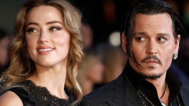 بعد خروجهما من ساحة القضاء.. نجما هوليود جوني ديب وآمبر هيرد...