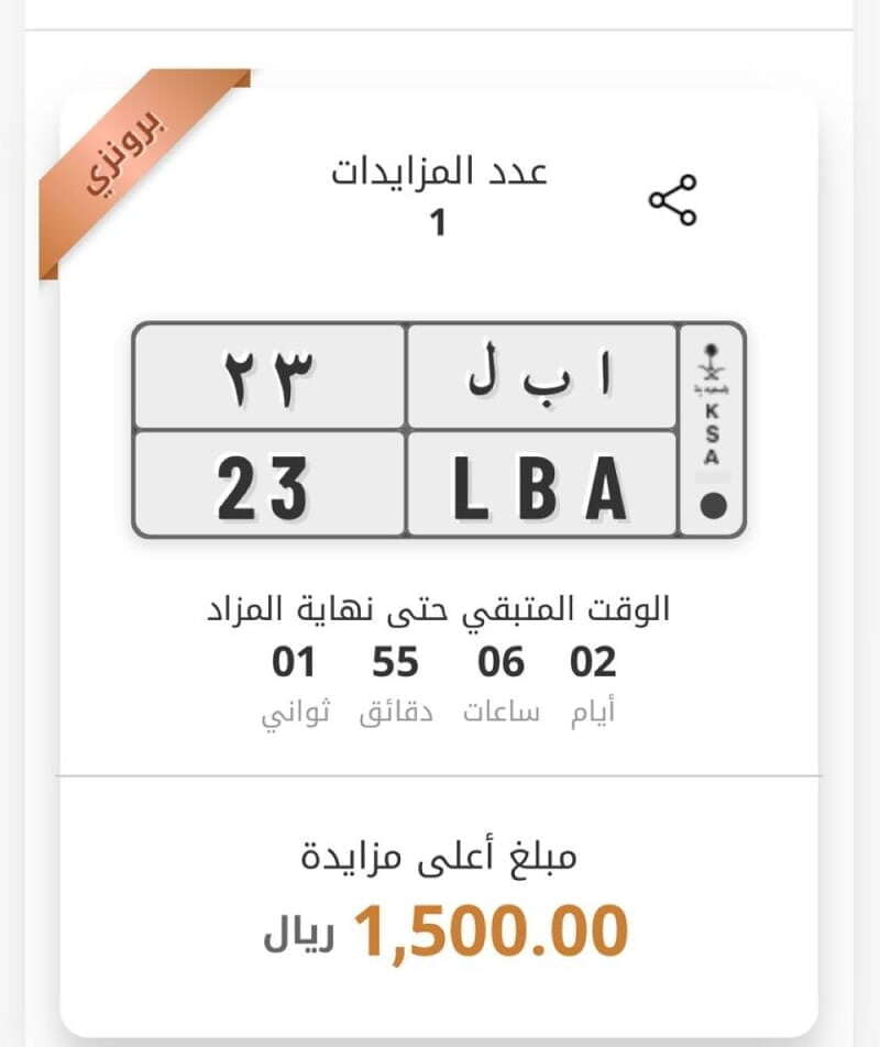 مساحة نت | بالصور: تعرف على أبرز اللوحات المميزة المعروضة في مزاد علني على منصة "أبشر" السعودية