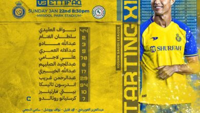 تشكيلة النصر قبل لقاء الاتفاق في مرسول بارك (وكالات)