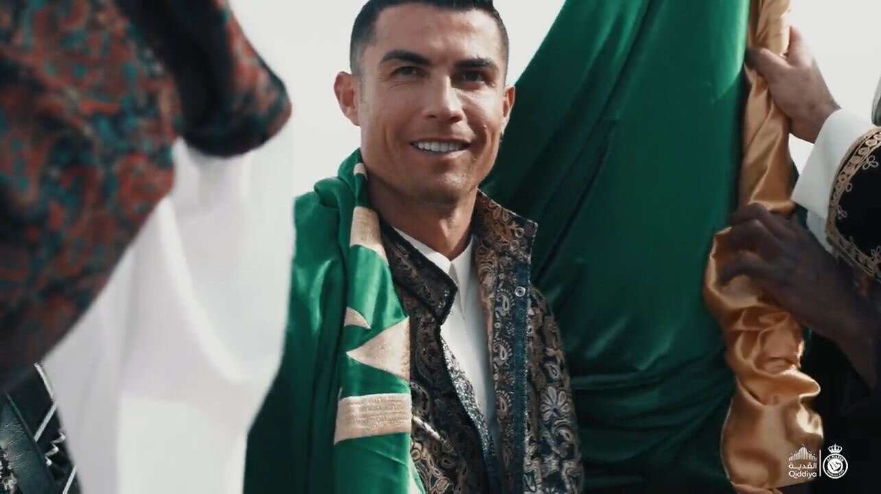 رونالدو التأسيس لاعب النصر السعودي رونالدو يحتفل بيوم التأسيس (منصات تواصل)