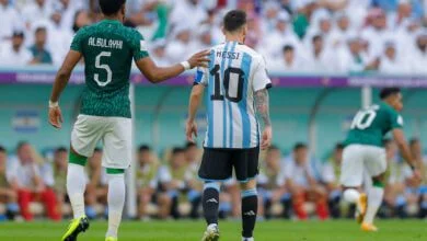 لقطة من مباراة السعودية والارجنتين (وكالات)