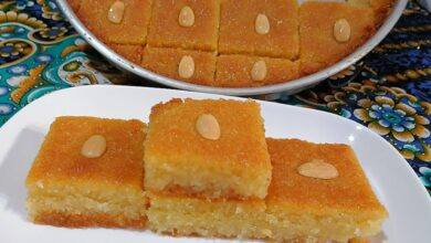 طريقة عملي بسبوسة لذيذة (مواقع)